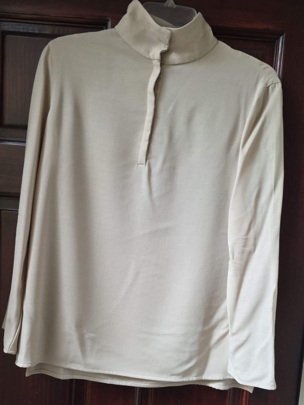 Giorgio Armani Cream Long-Sleeve Mandarin Collar Shirt